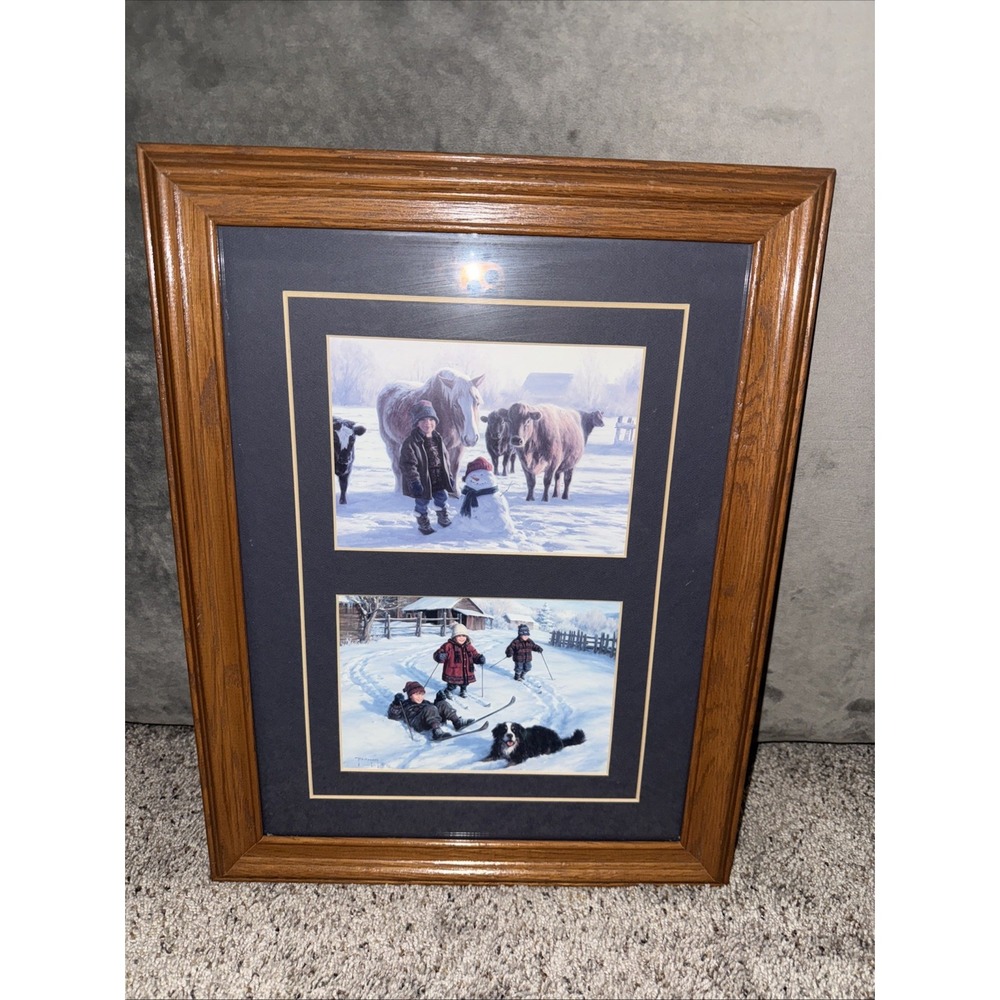 R.J. Duncan "Winter Friends" & "Ski Lessons"‎ – Framed Print Set (1996) 18"x14"